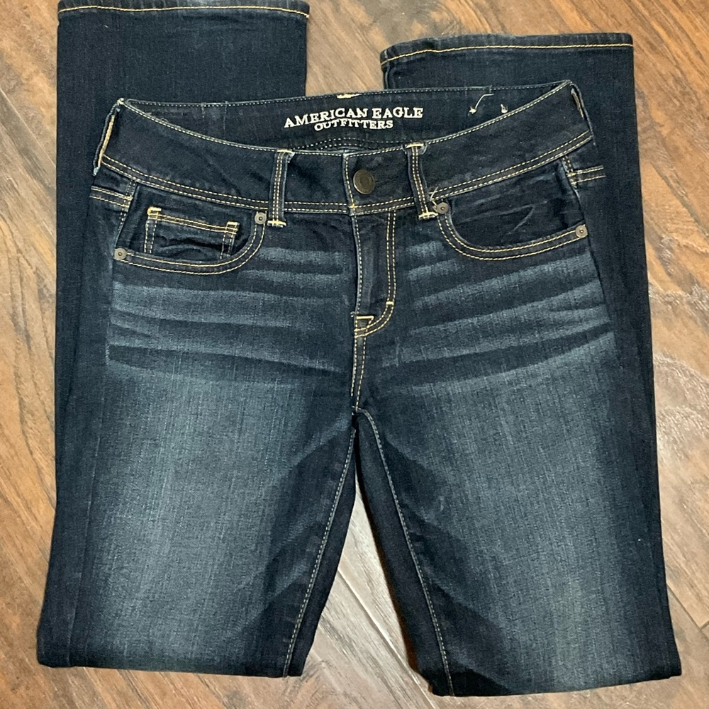 American Eagle Women Distress Jean Pant, Kick Boot Stretch, Sz: 4.
